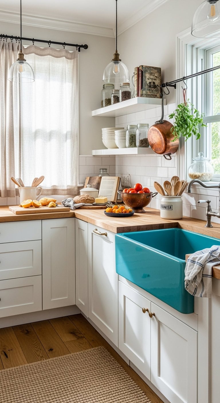farmhouse coastal turquoise sink designs