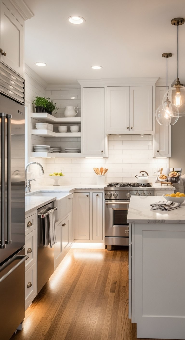 transitional small white kitchens