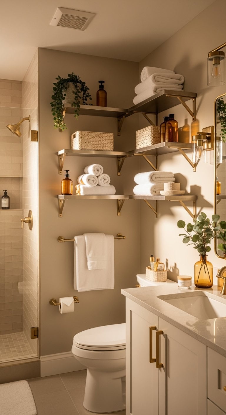 luxurious minimalist bathroom storage solution
