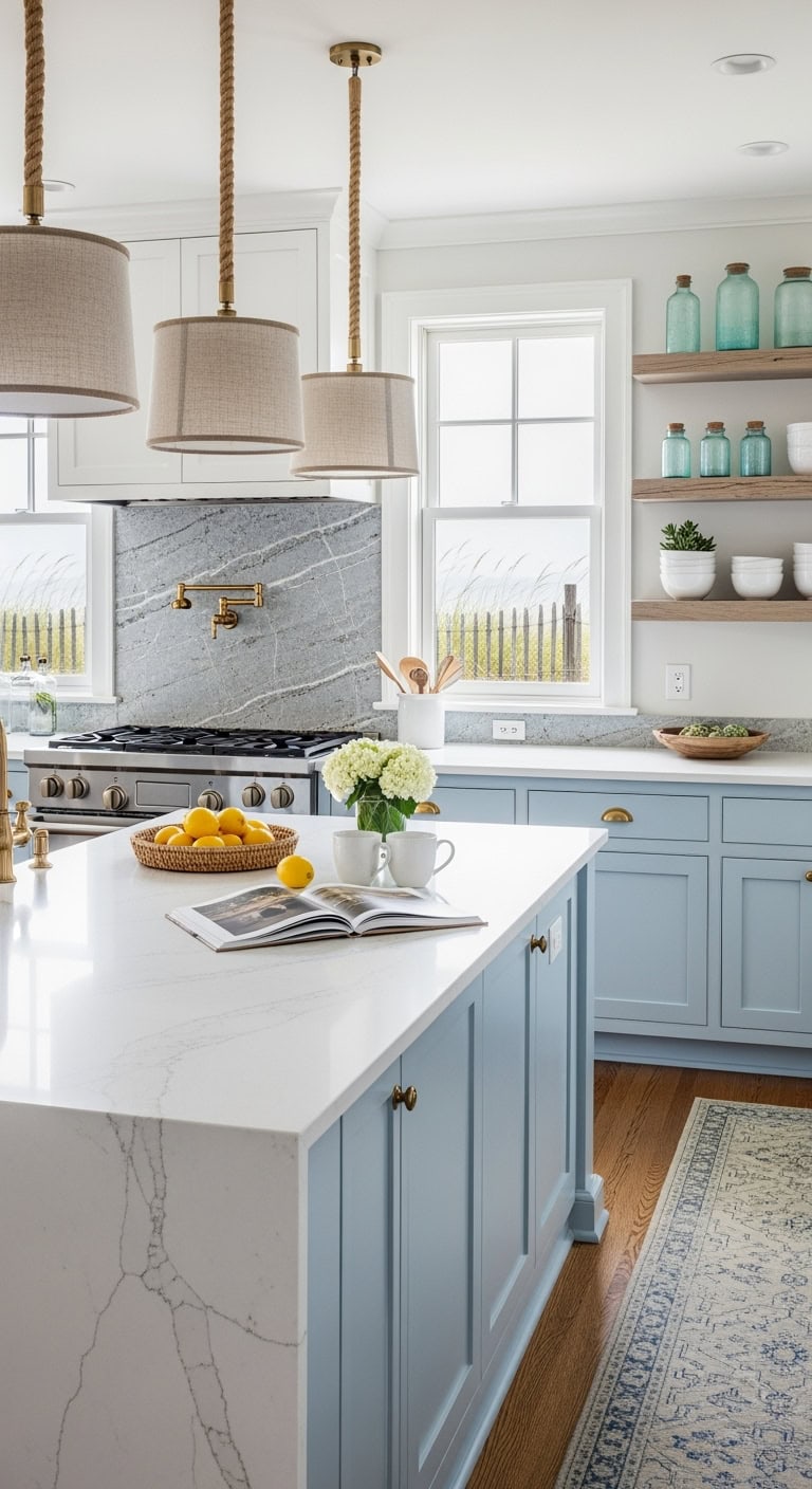 breezy coastal stone kitchen sanctuary