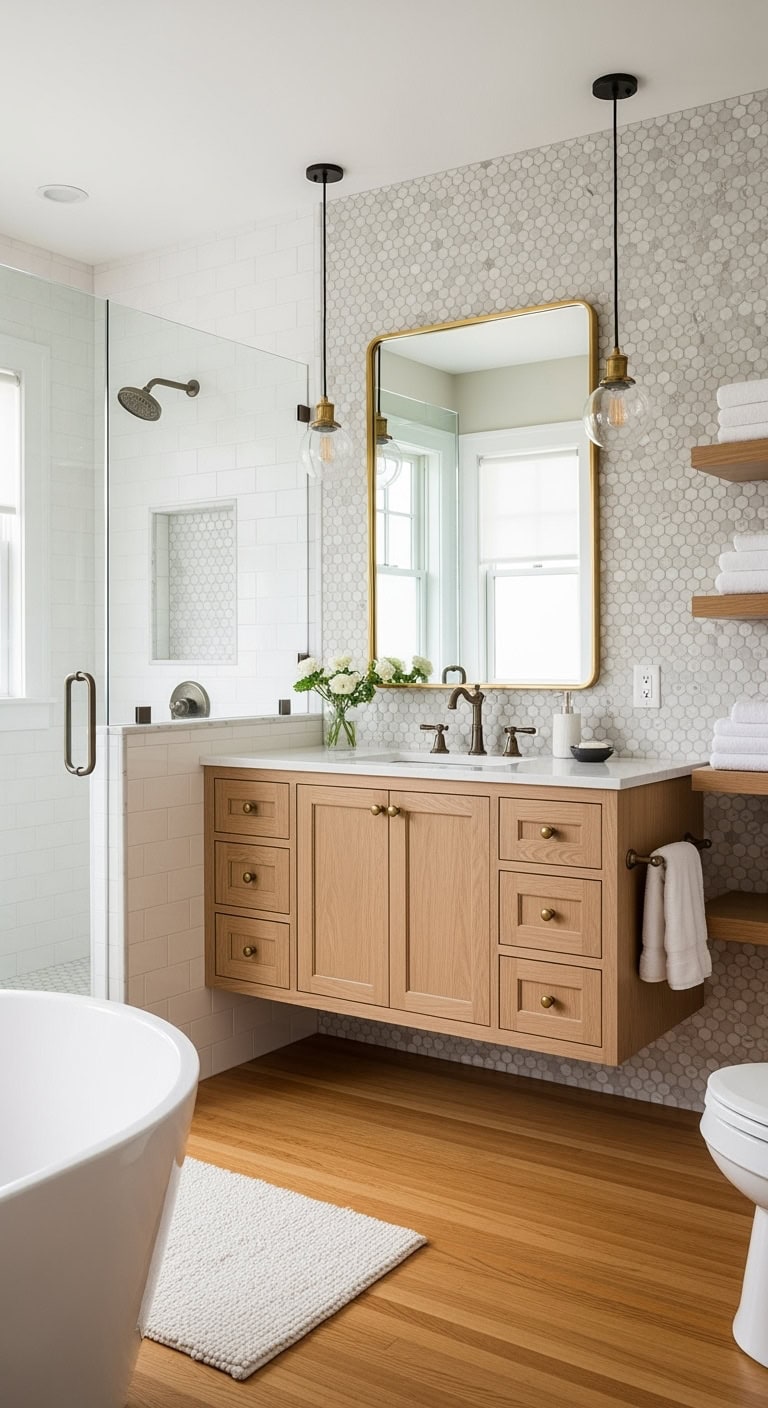 creamy beige vintage charm bathroom tiles