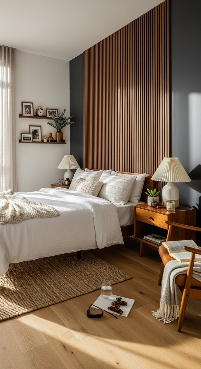 statement wall transforms bedroom space