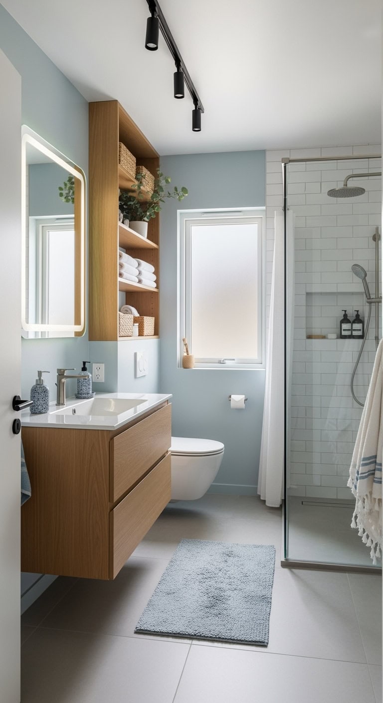 light oak powder blue minimalism