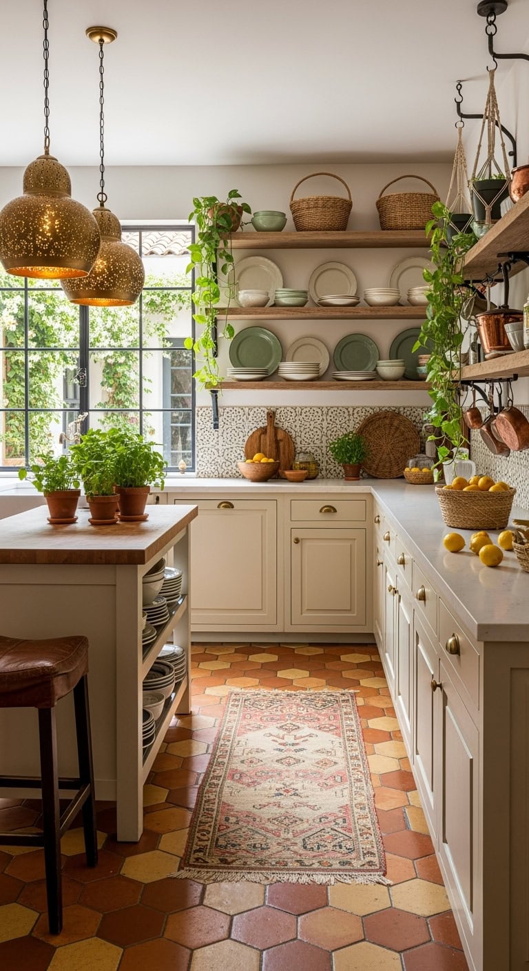 laidback eclectic terracotta grounded bohemian kitchen