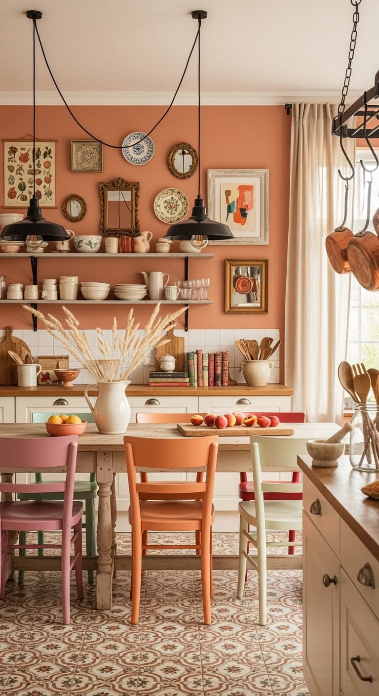 peach themed eclectic kitchen design