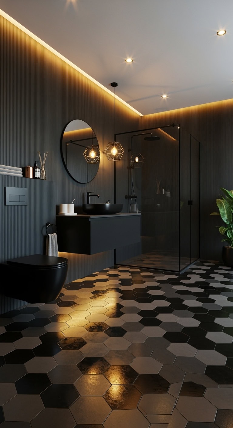 bold geometric black floors