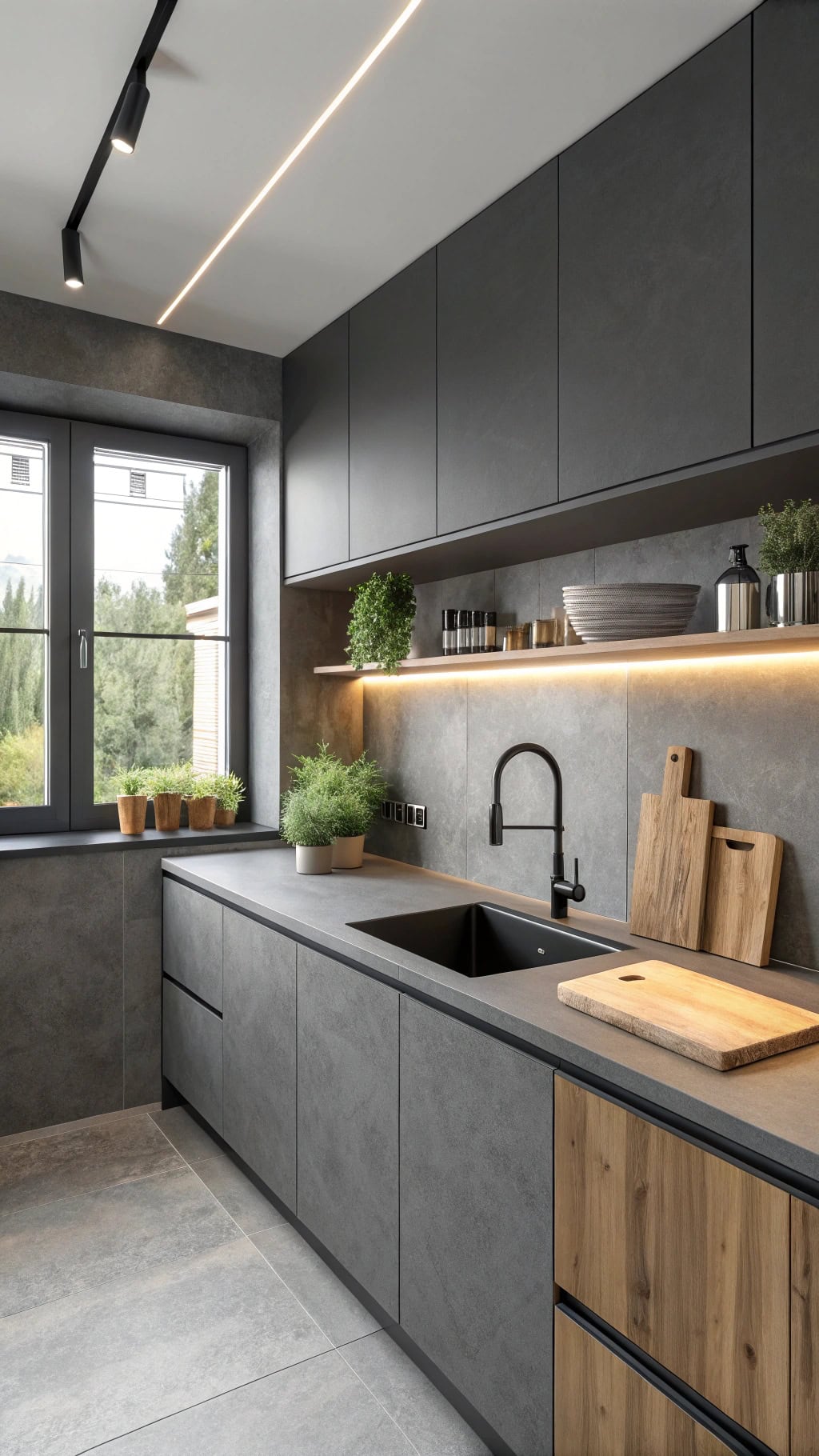 sleek gray walls minimalist design