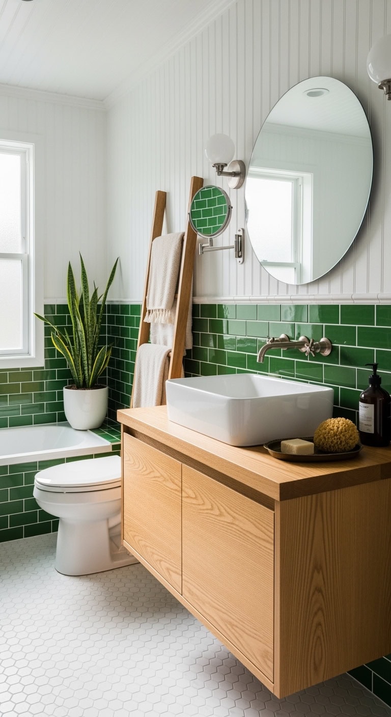 retro modern chic bathroom design elements