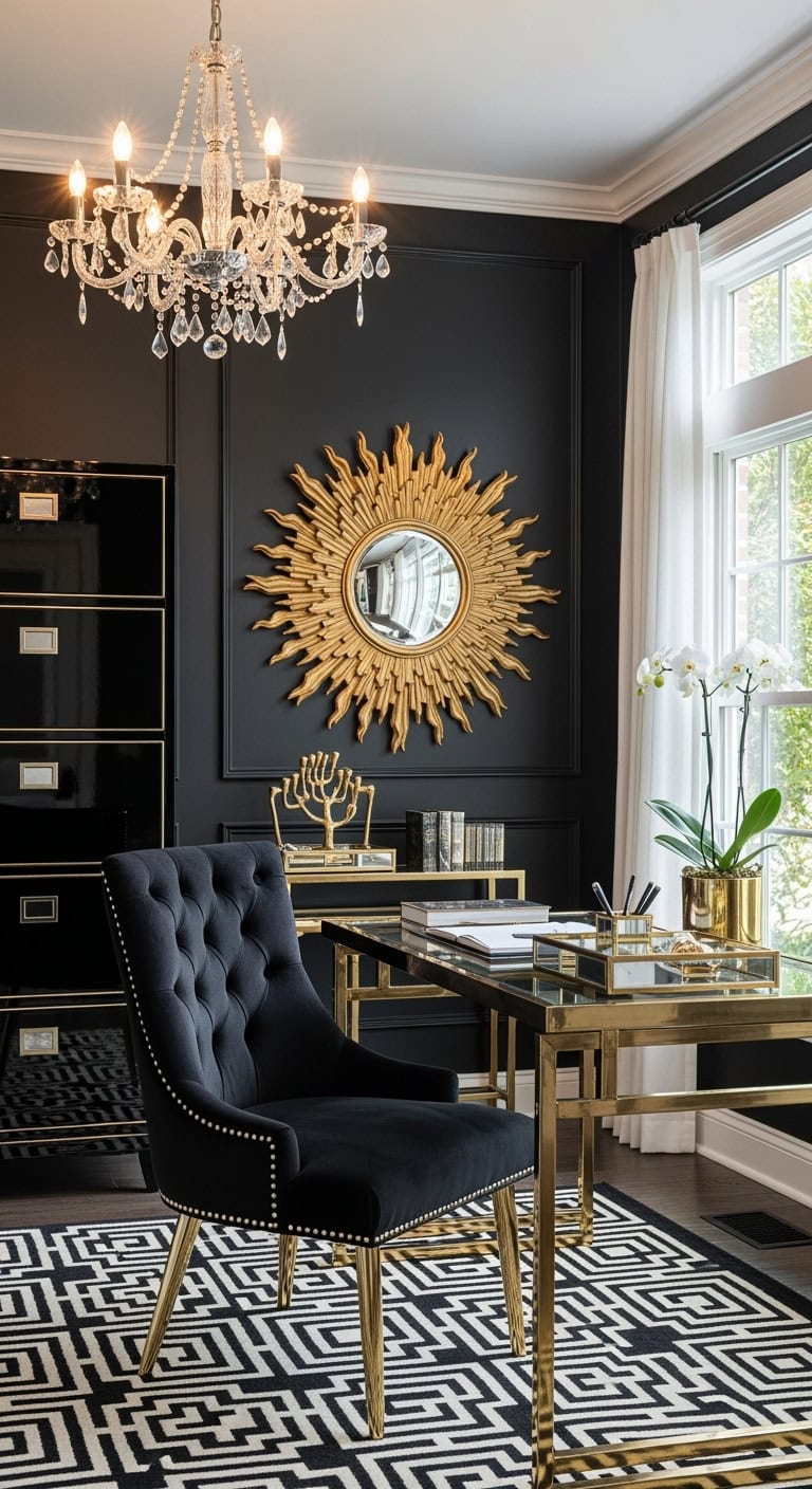 old hollywood velvet office glam