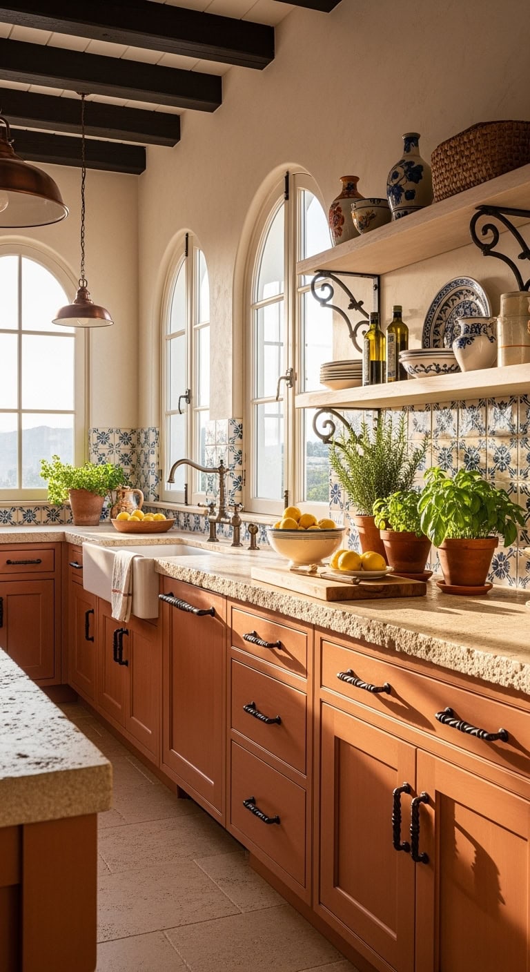 mediterranean peach kitchen elegance