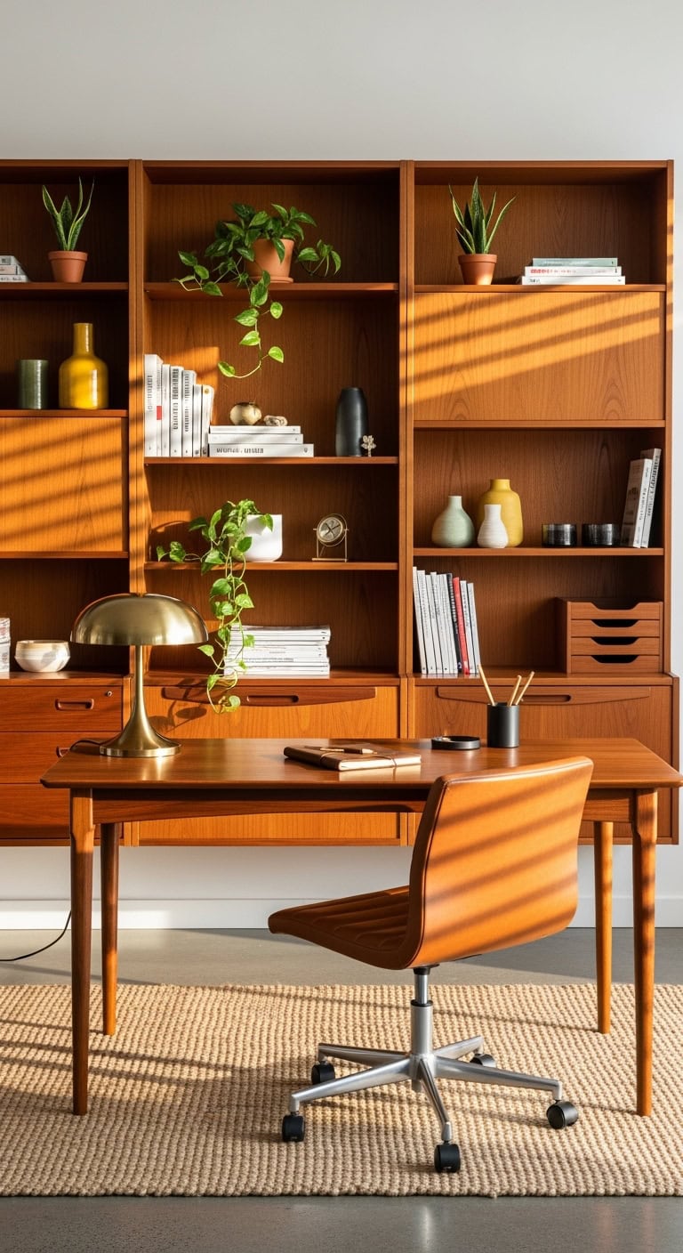 danish inspired teak workspace curation