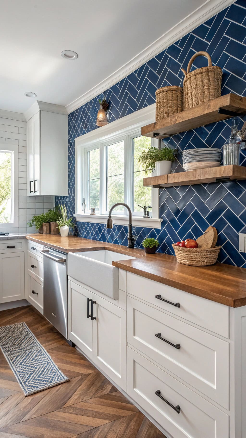 bold royal blue backsplash