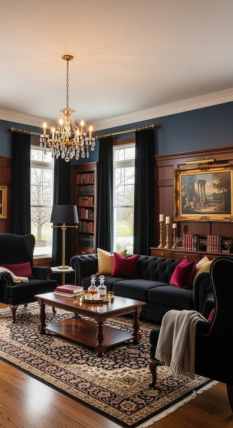 dark wood black velvet elegance