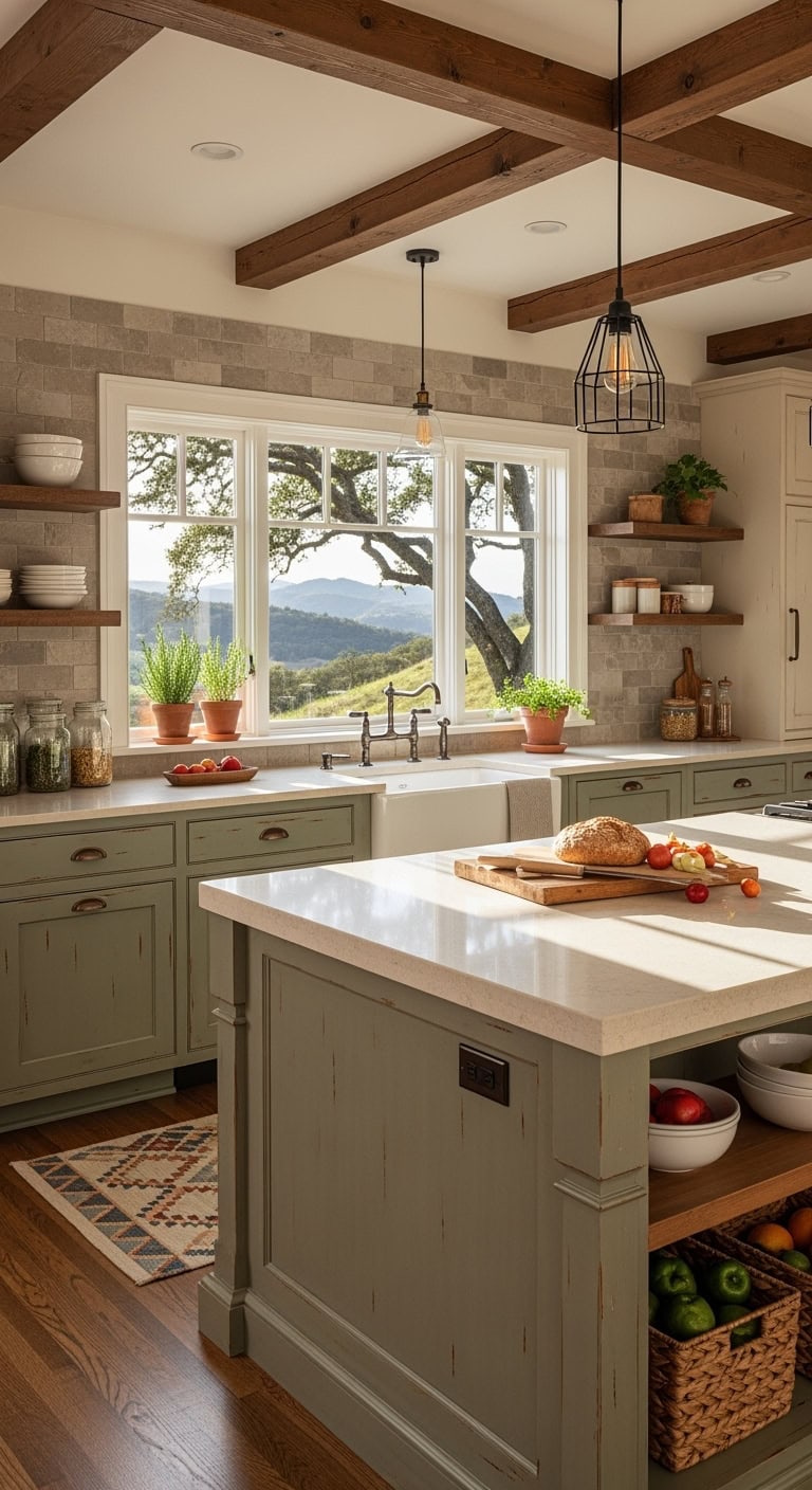 rustic charm with cream countertops