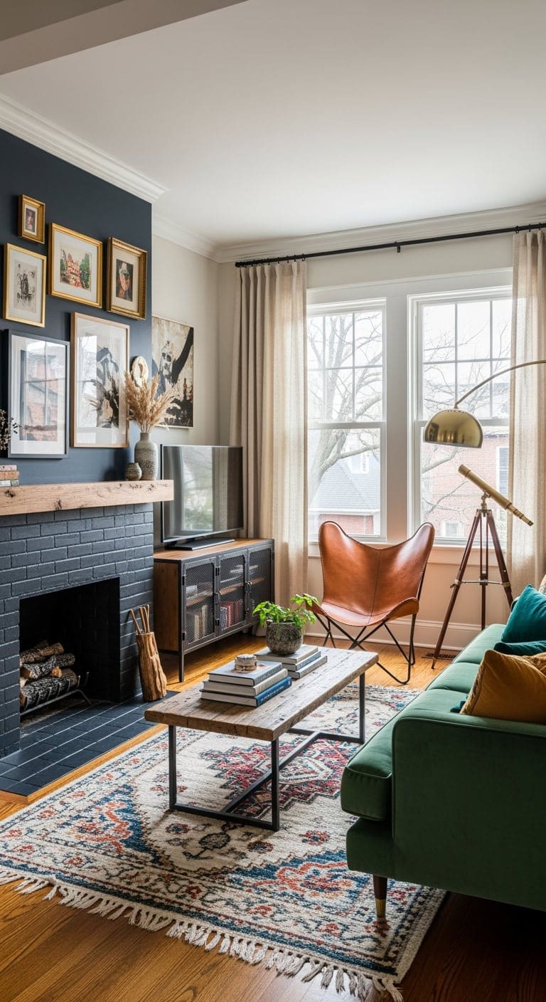 eclectic black fireplace gallery