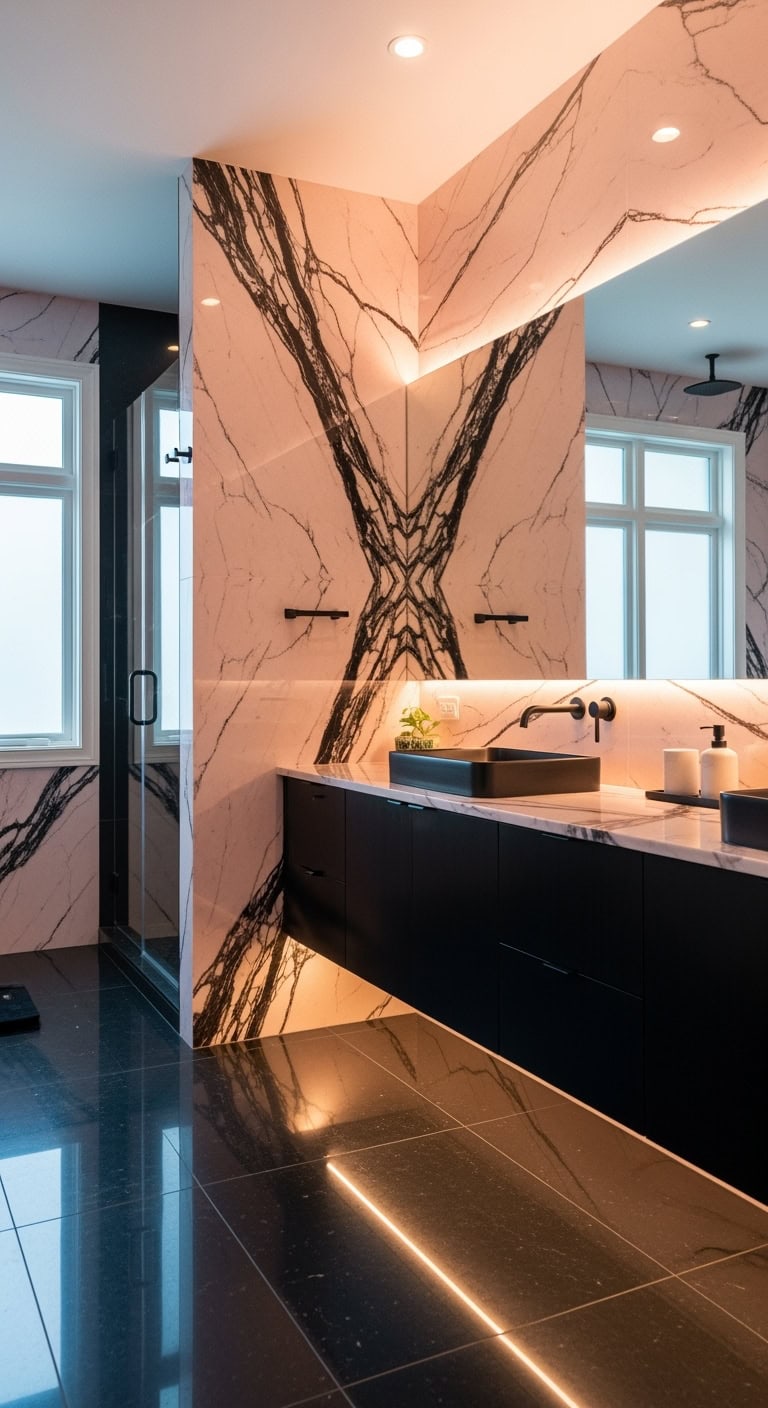 marble slab pink backsplash glamorous naturalism