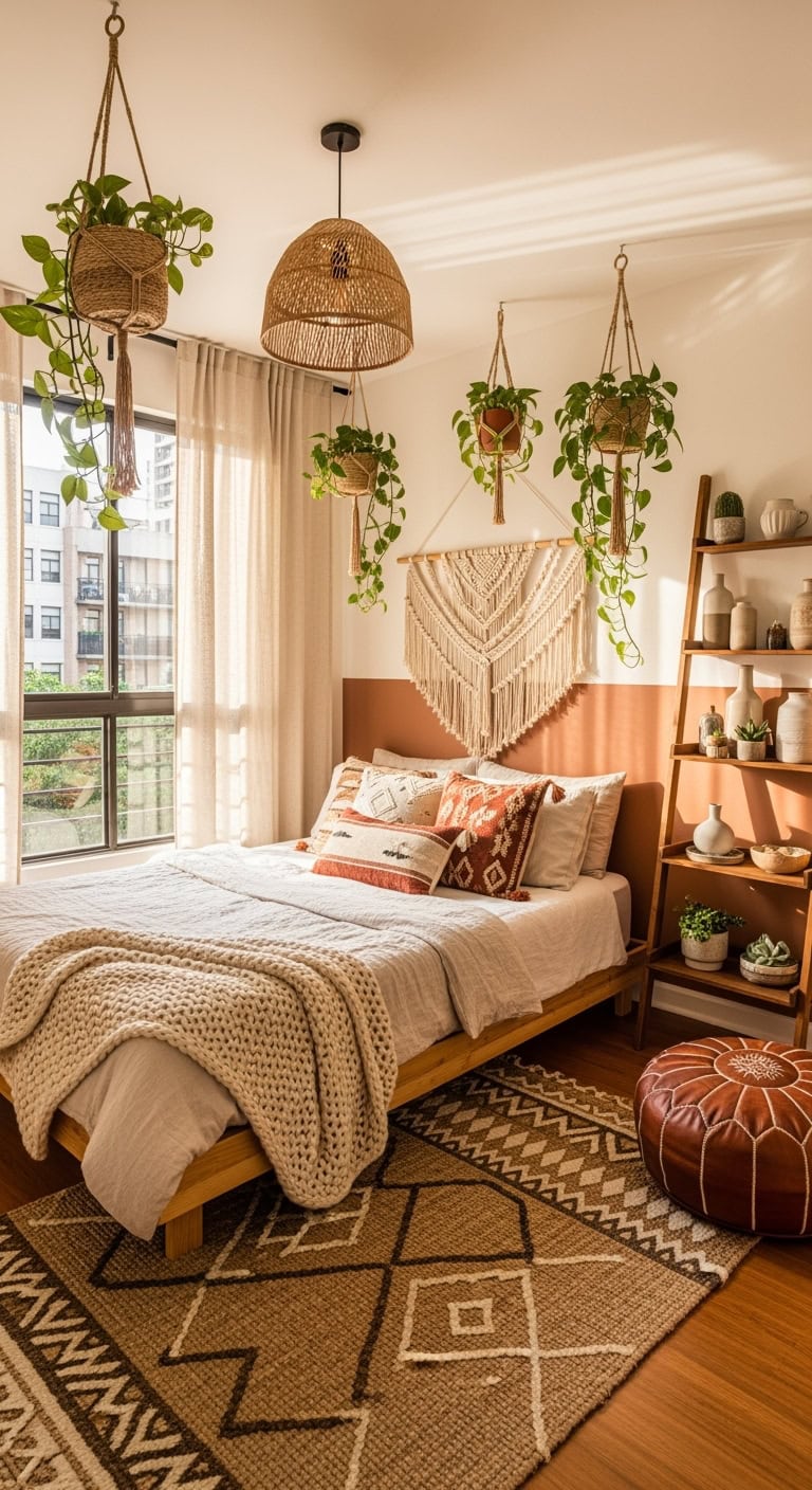 layered boho bedroom retreat