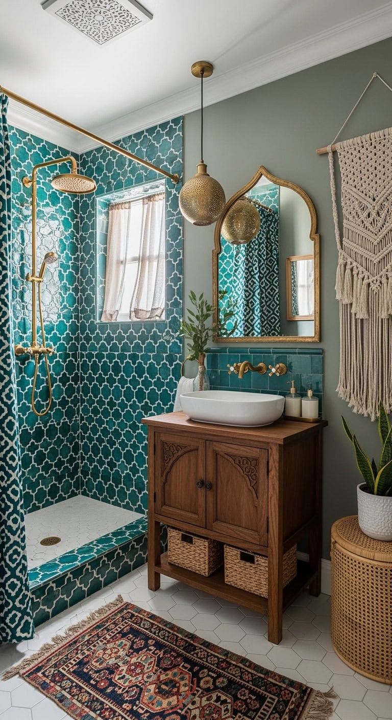 teal moroccan tiles luxe
