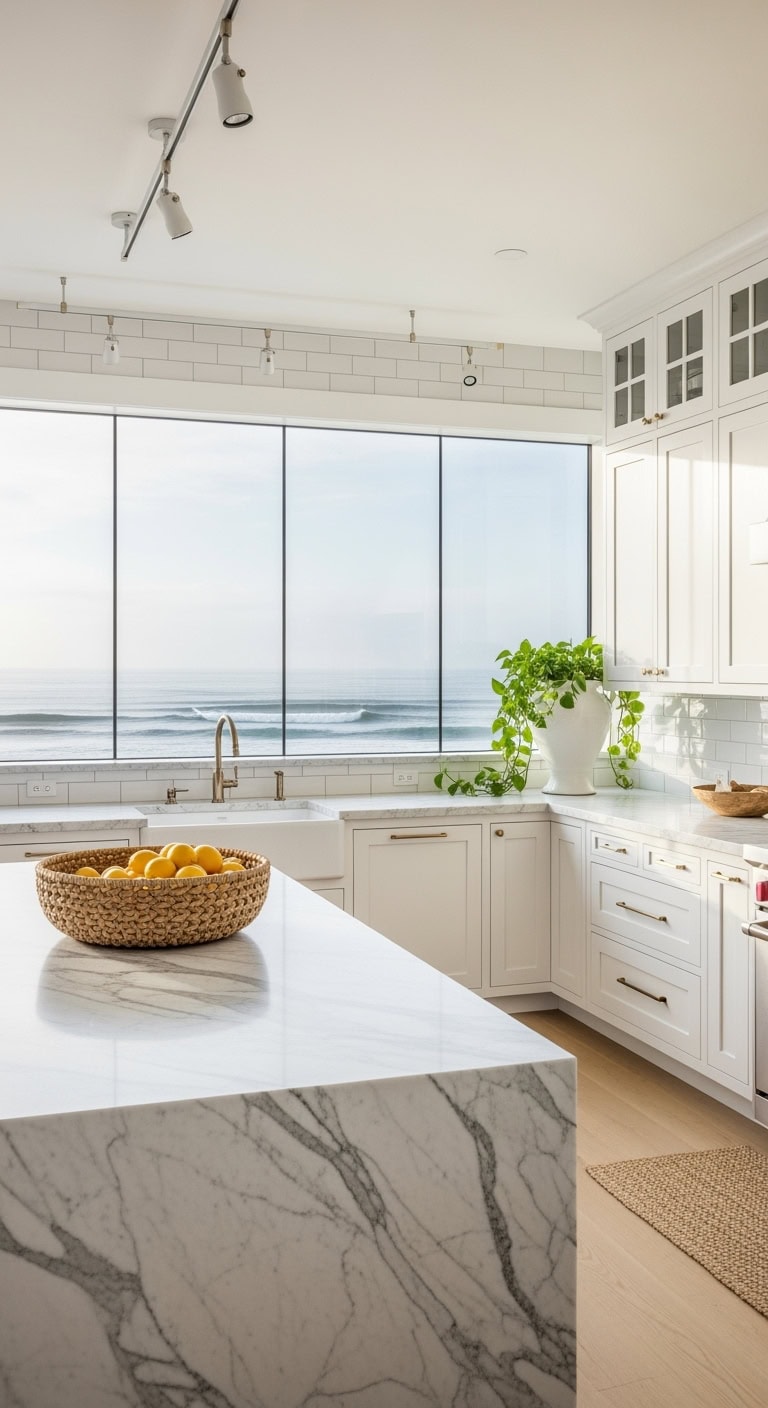 floor to ceiling ocean view kitchen