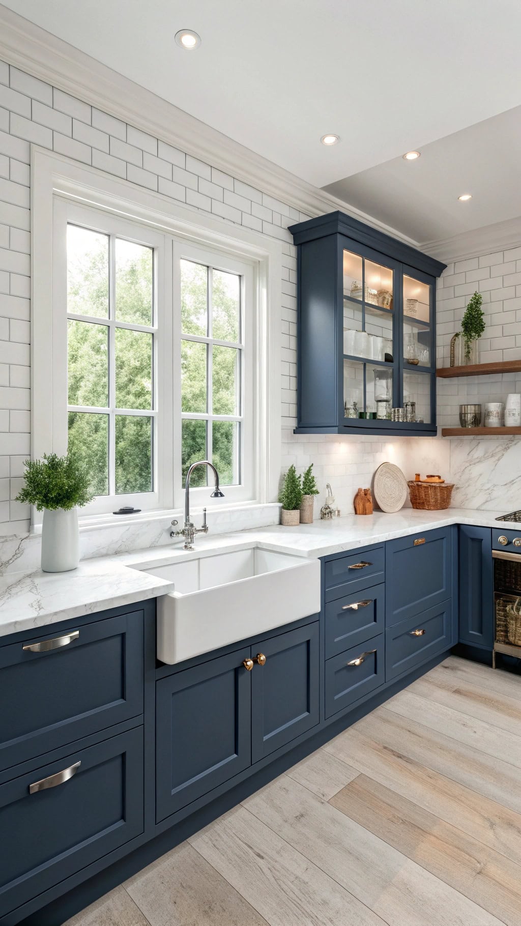navy cabinets with texture