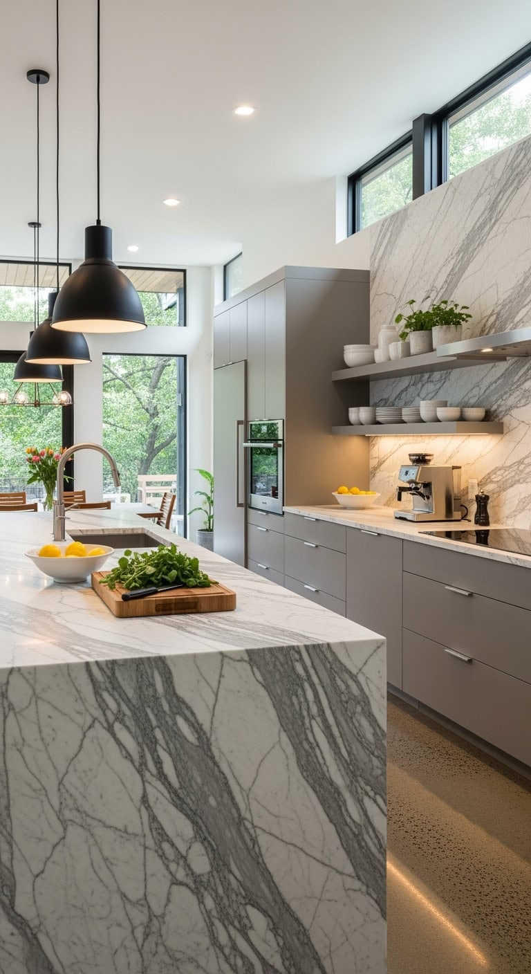 sleek clutter free modern stone kitchen