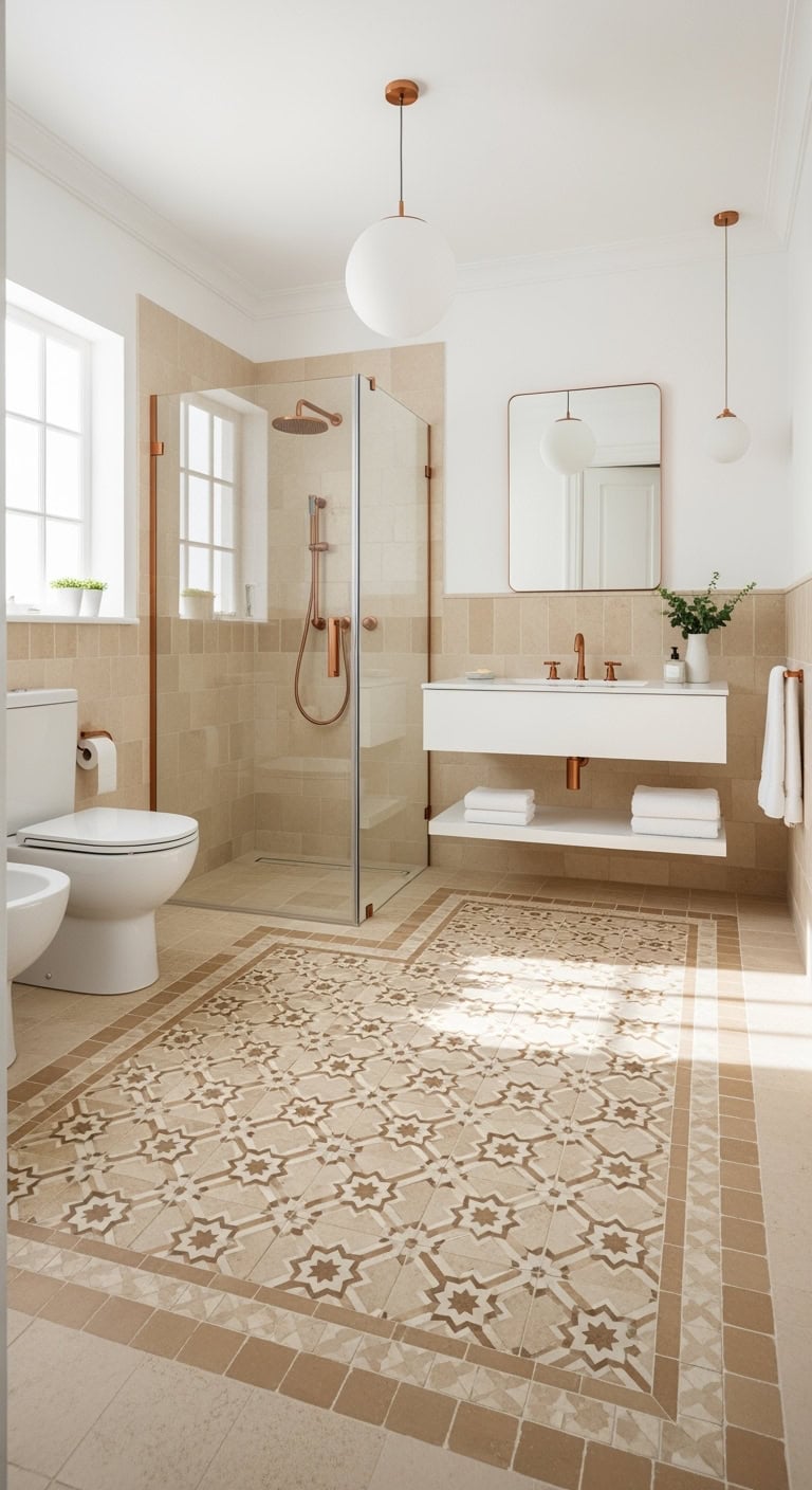 beige moroccan floor pattern sophistication escape