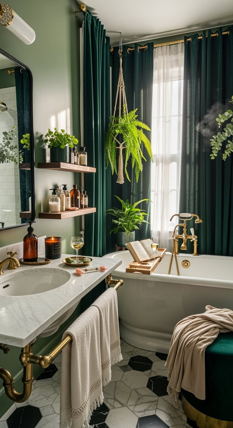 luxurious dramatic moody bathroom sanctuary
