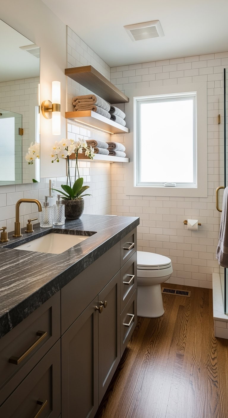 sophisticated understated luxury bathroom vanity