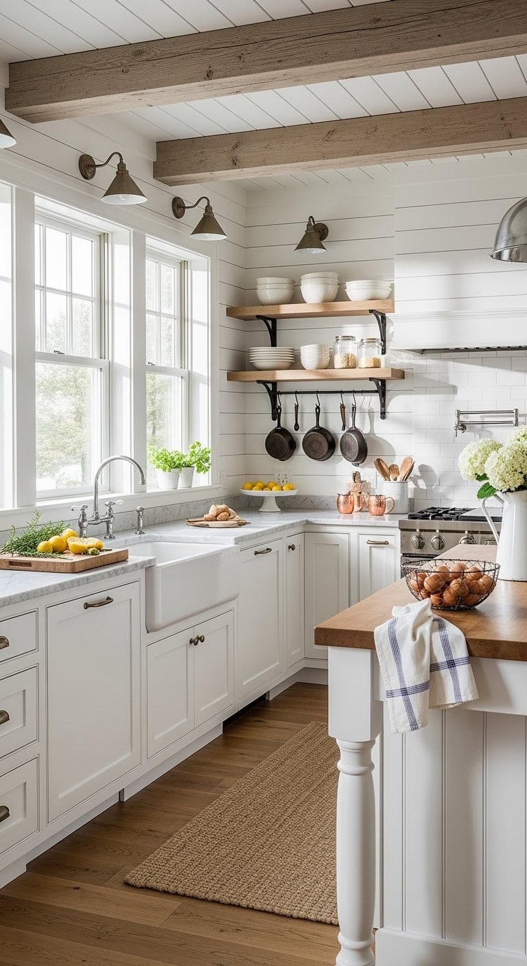 rustic farmhouse kitchen wall paneling