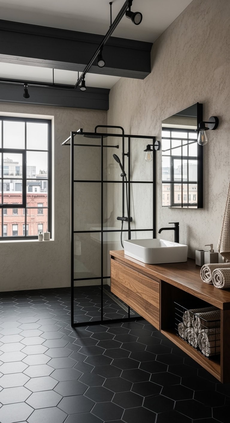 industrial chic concrete bathroom