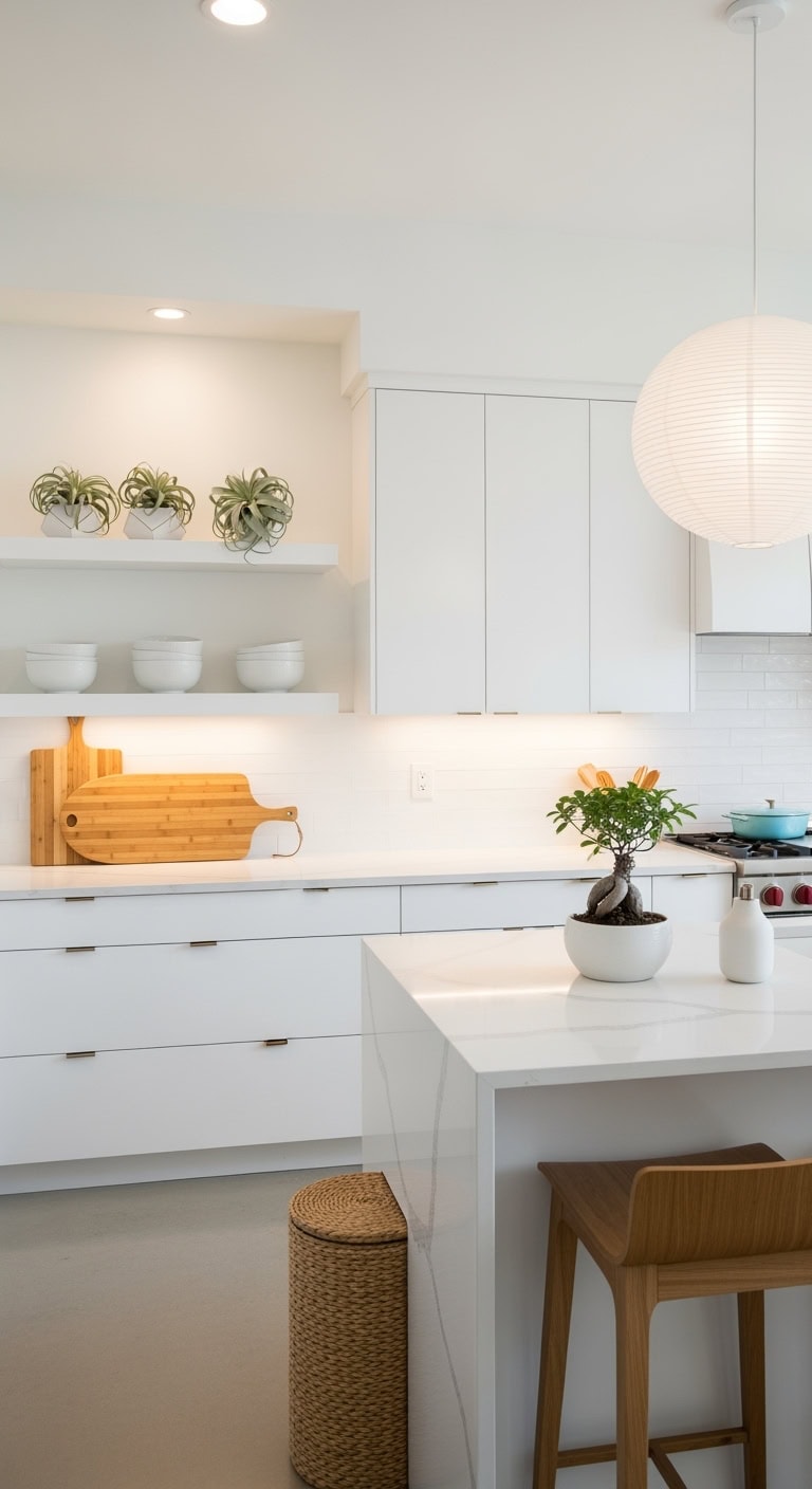 minimalist white kitchen serenity
