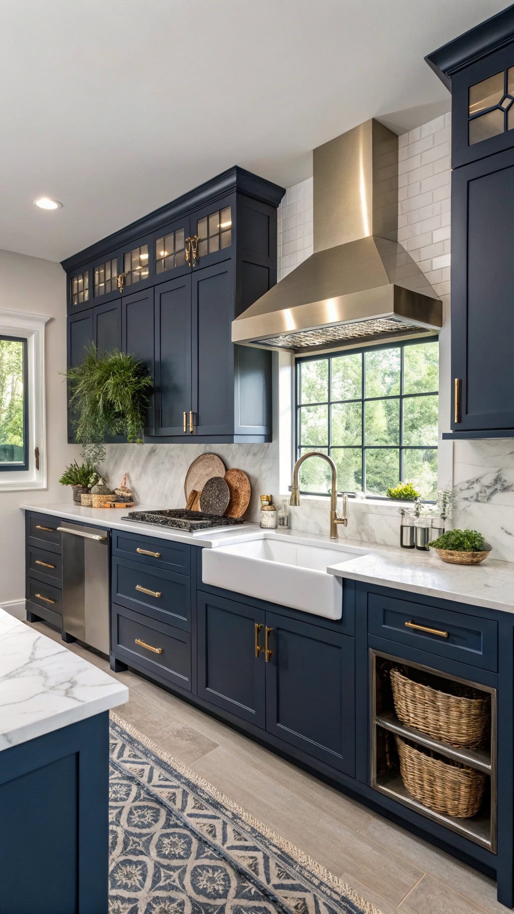 stainless steel and blue