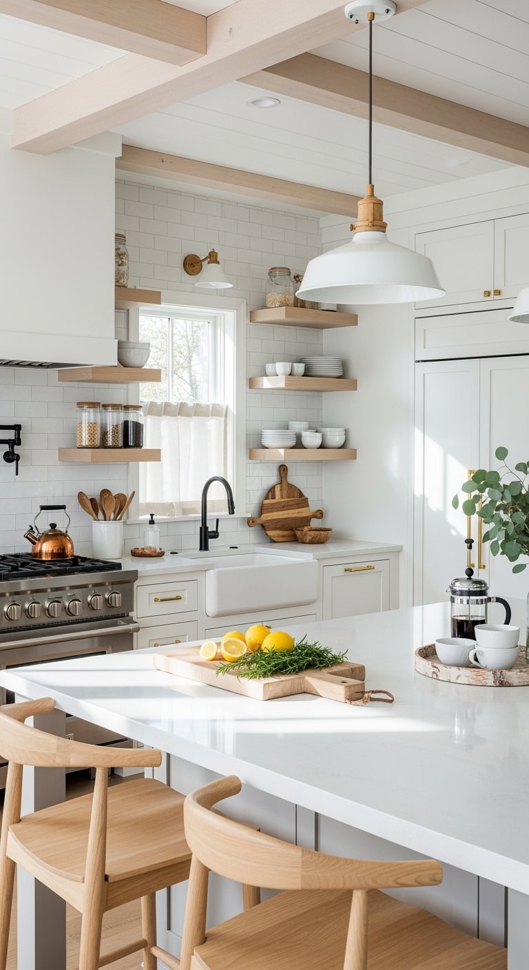 cozy scandinavian white wood accents