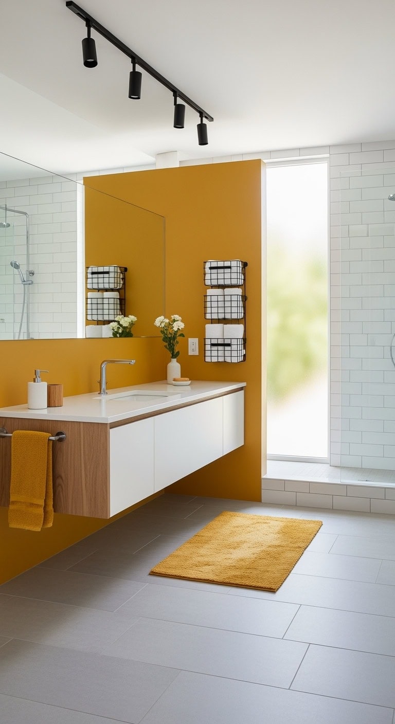 sleek mustard floating vanity