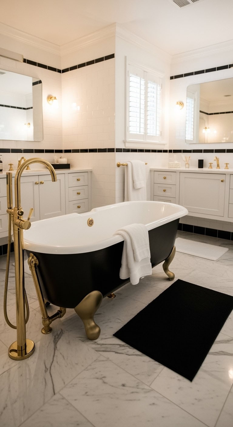 luxurious freestanding gold trimmed bathtub