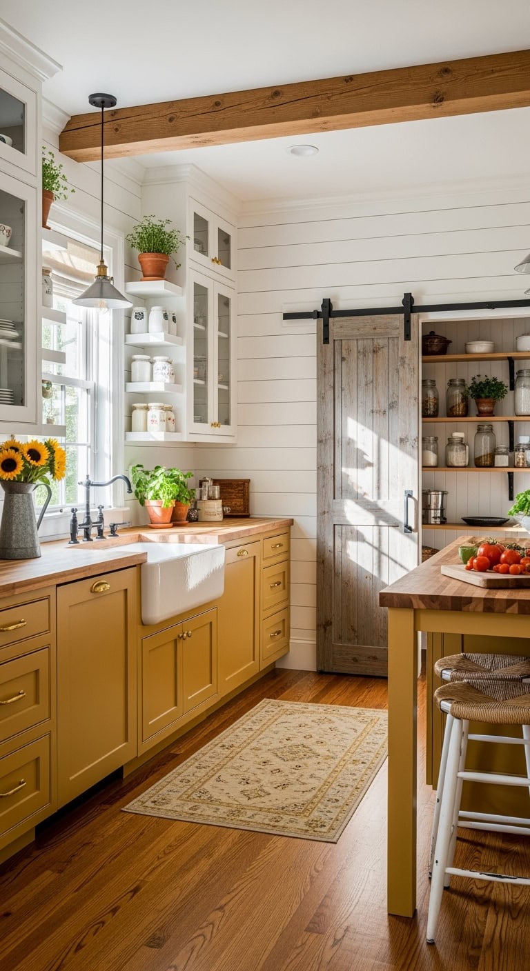 farmhouse mustard kitchen charm