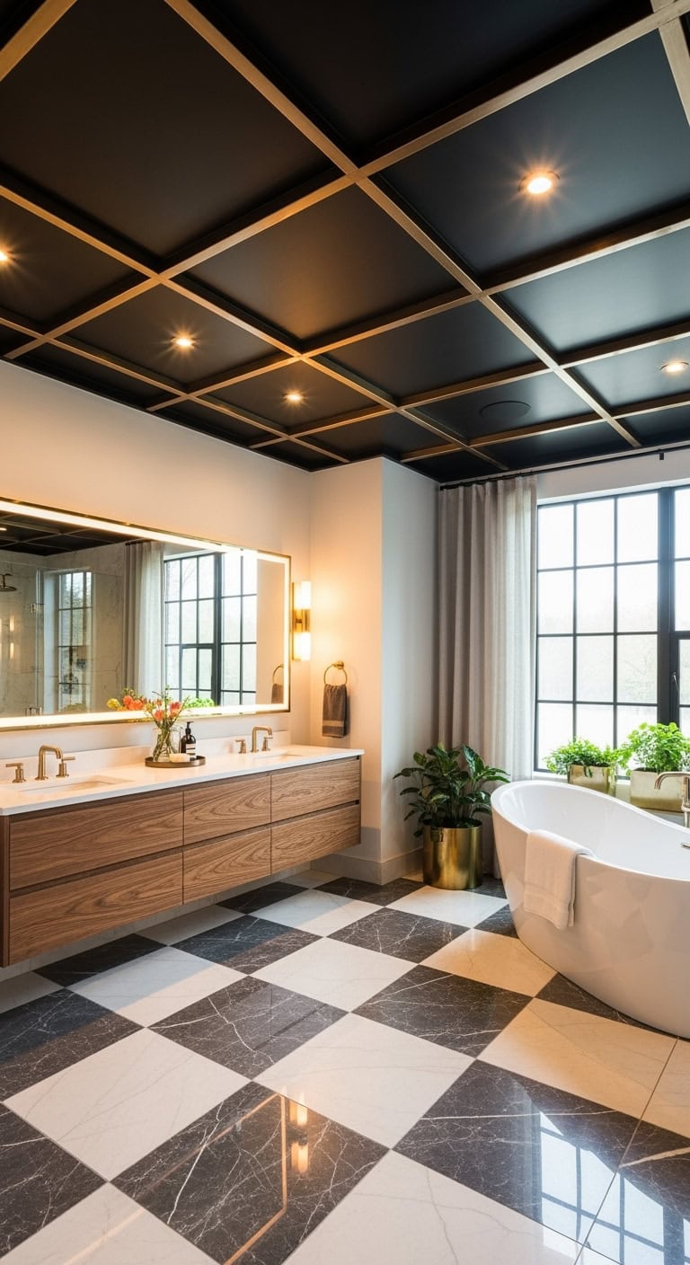 chic moody geometric ceiling pattern