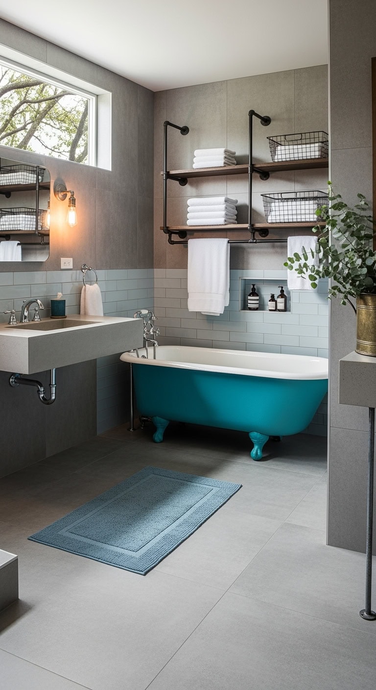 industrial concrete with turquoise vintage