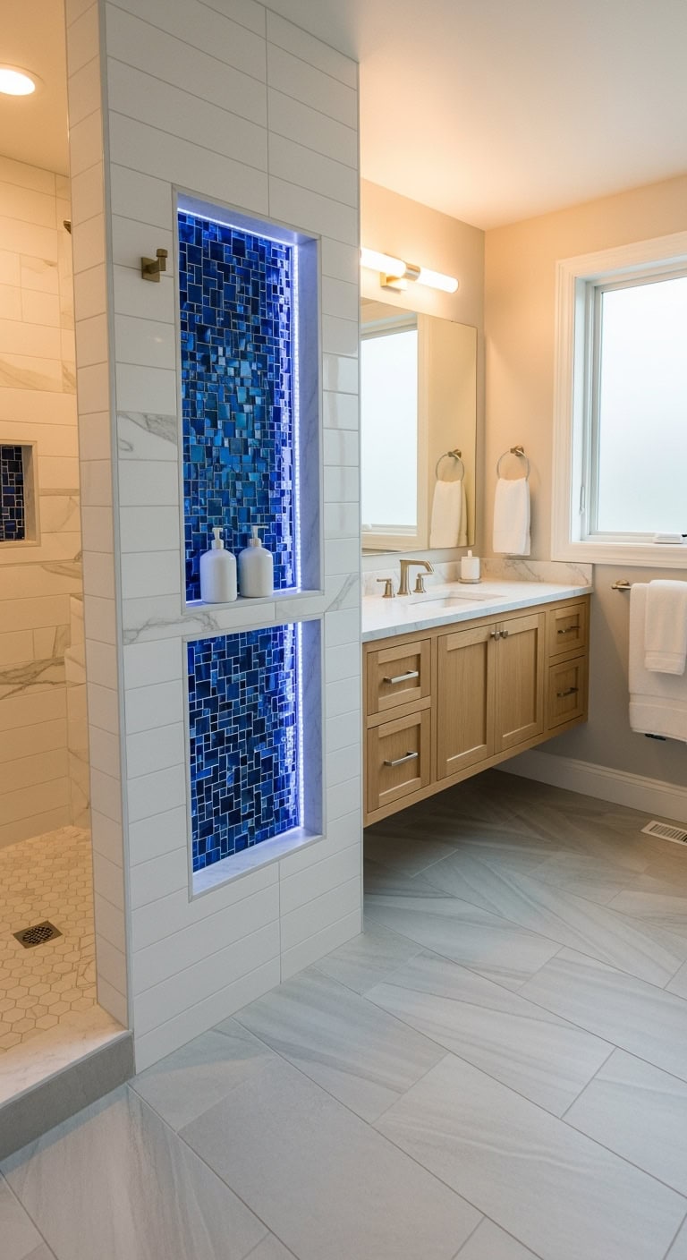 breathtaking sapphire shower niche focal point