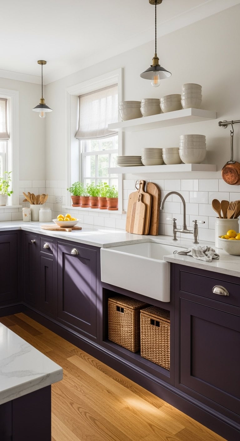 chic minimalist plum kitchen
