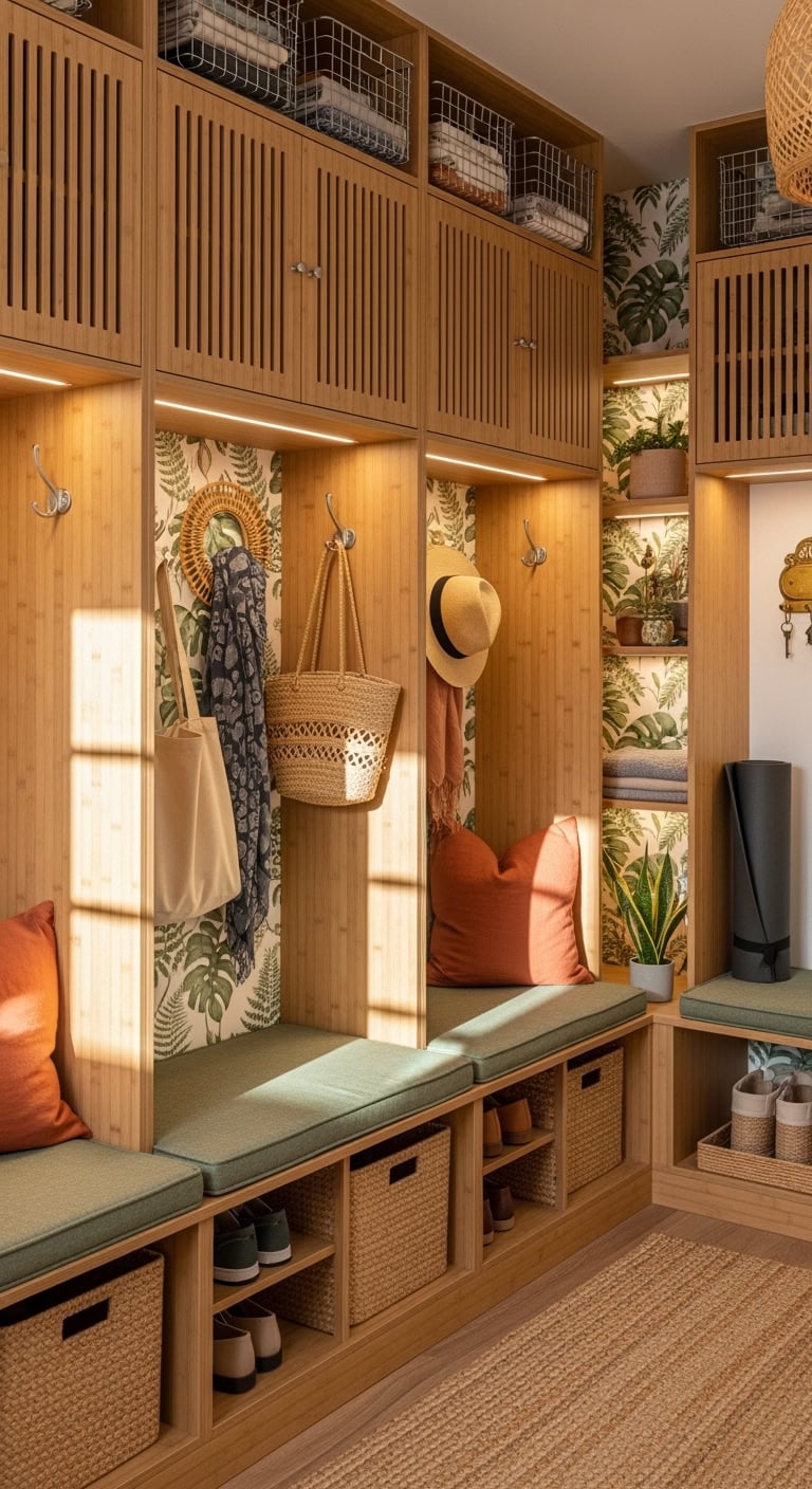 eco friendly natural customizable organized mudroom lockers