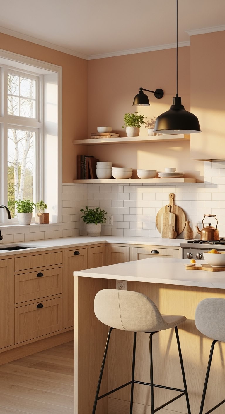 peachy nordic kitchen warmth