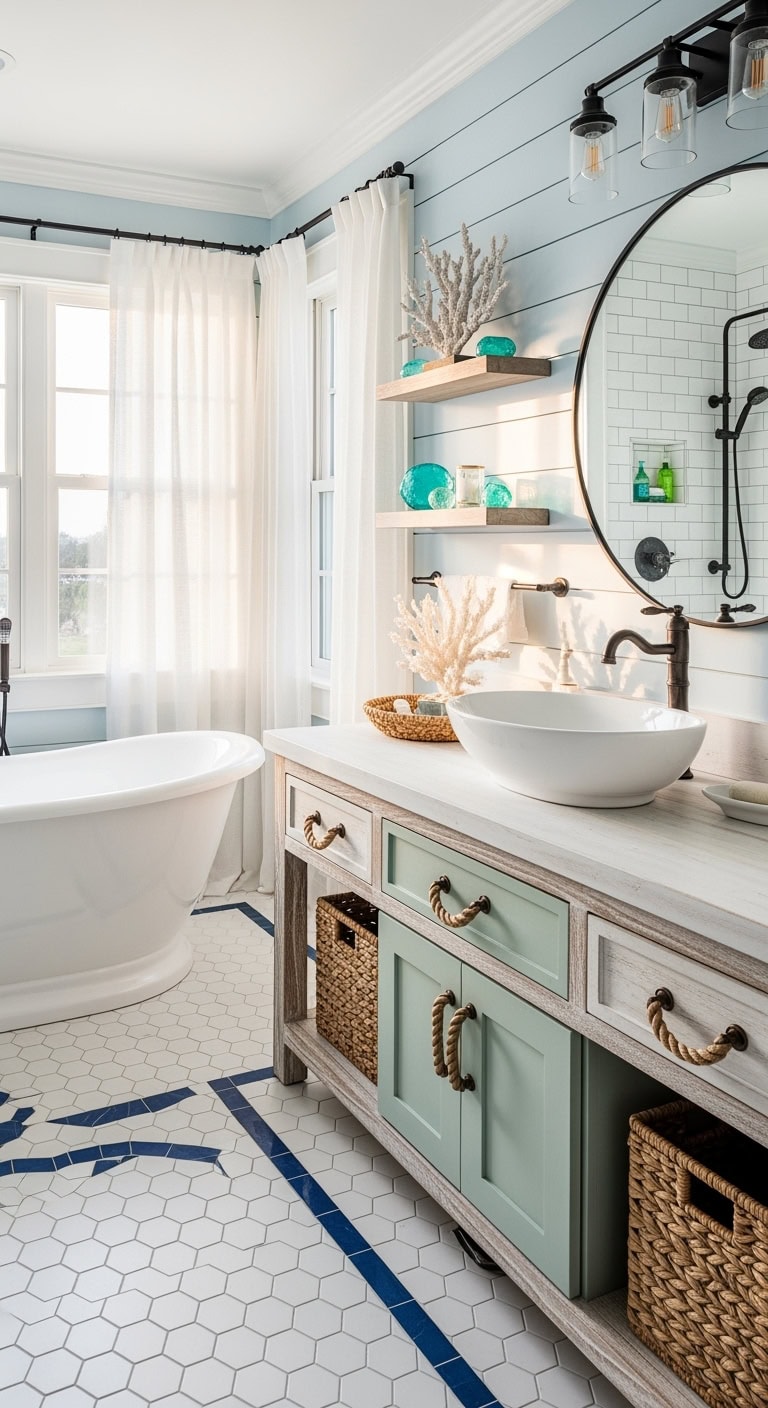 coastal vanity eclectic nautical accents