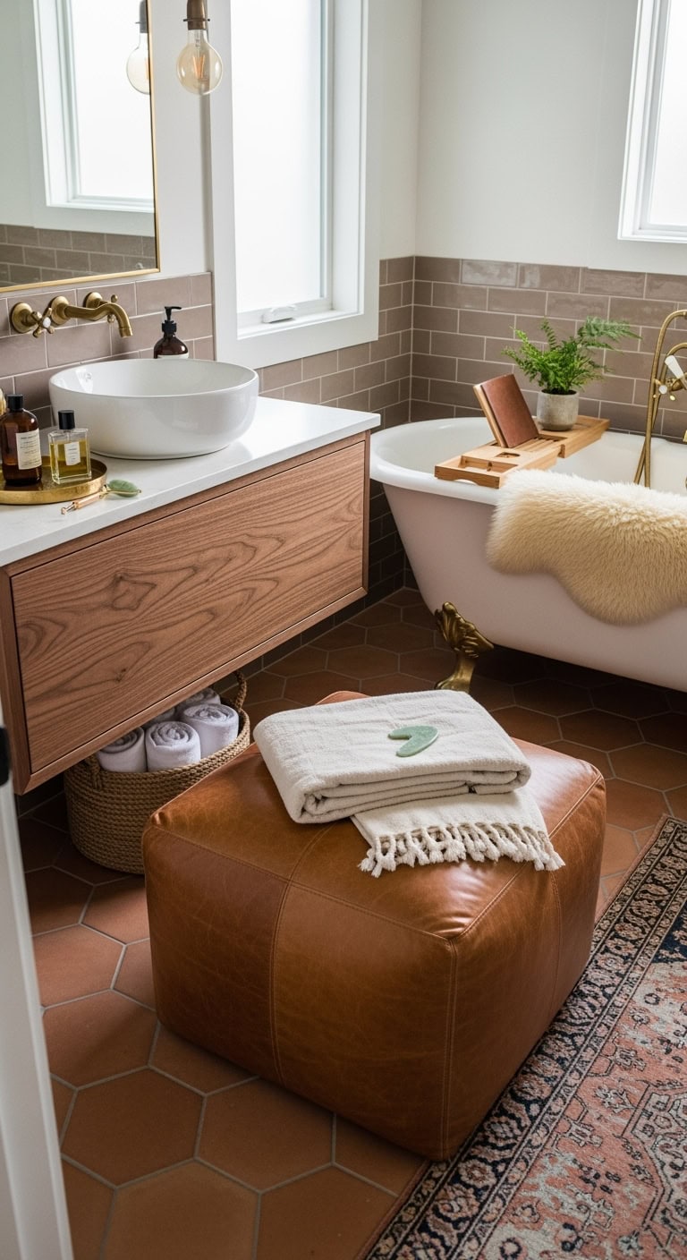 luxurious sophisticated leather bound ottoman seating