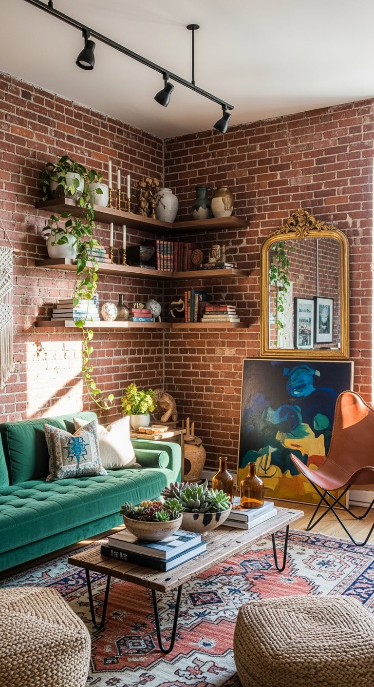 exposed brick wall styling inspiration