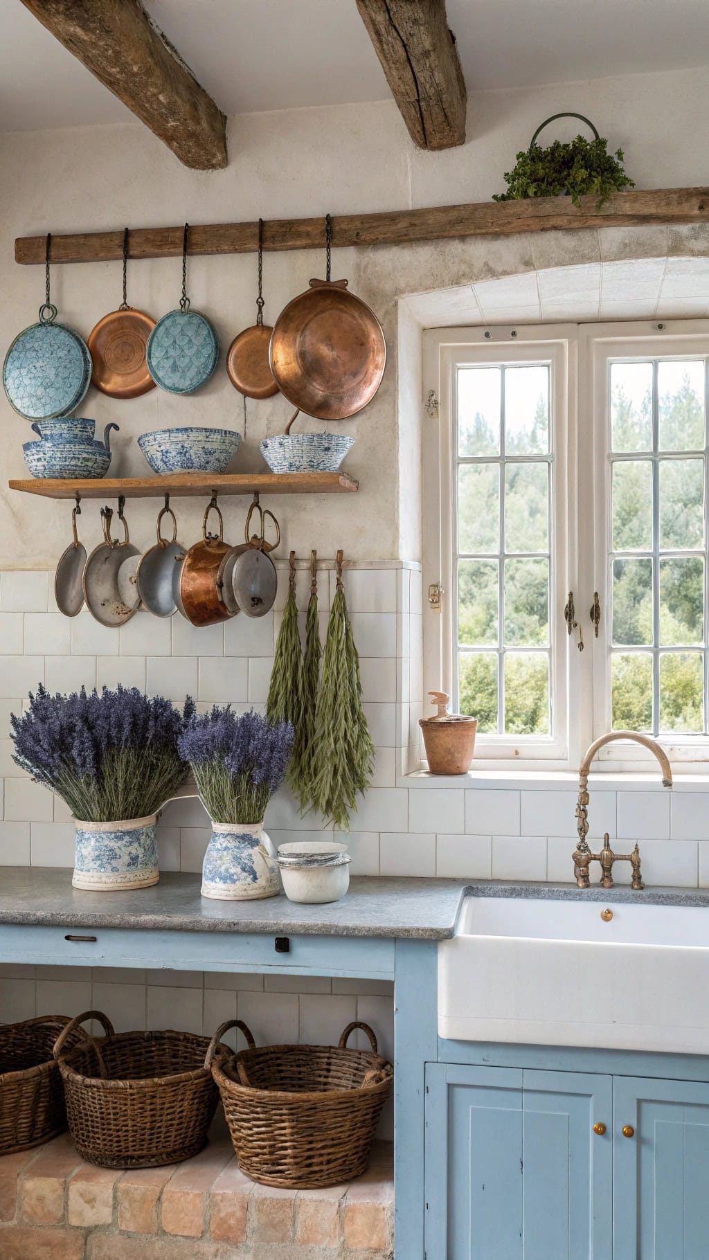 vintage copper cookware display