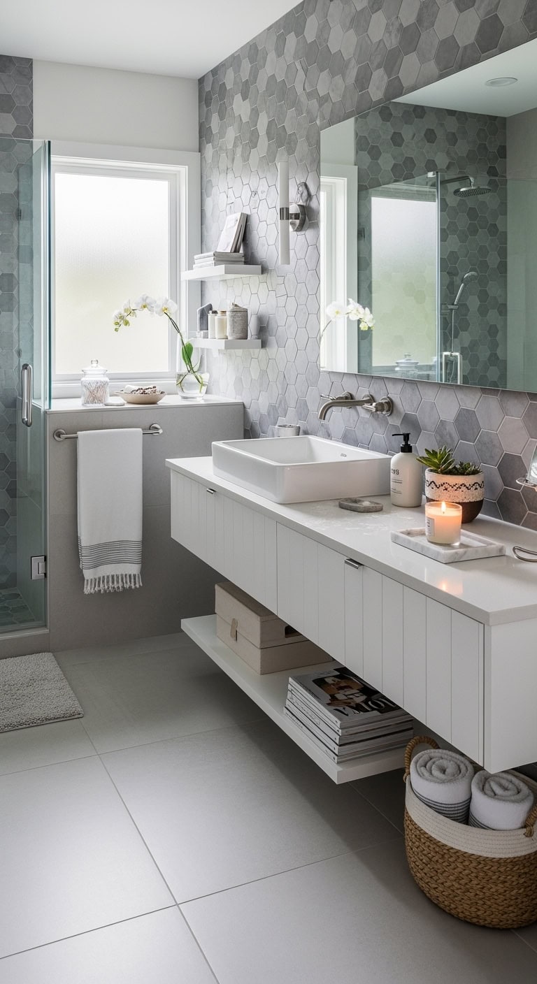 dreamy serene spa inspired mosaic feature wall