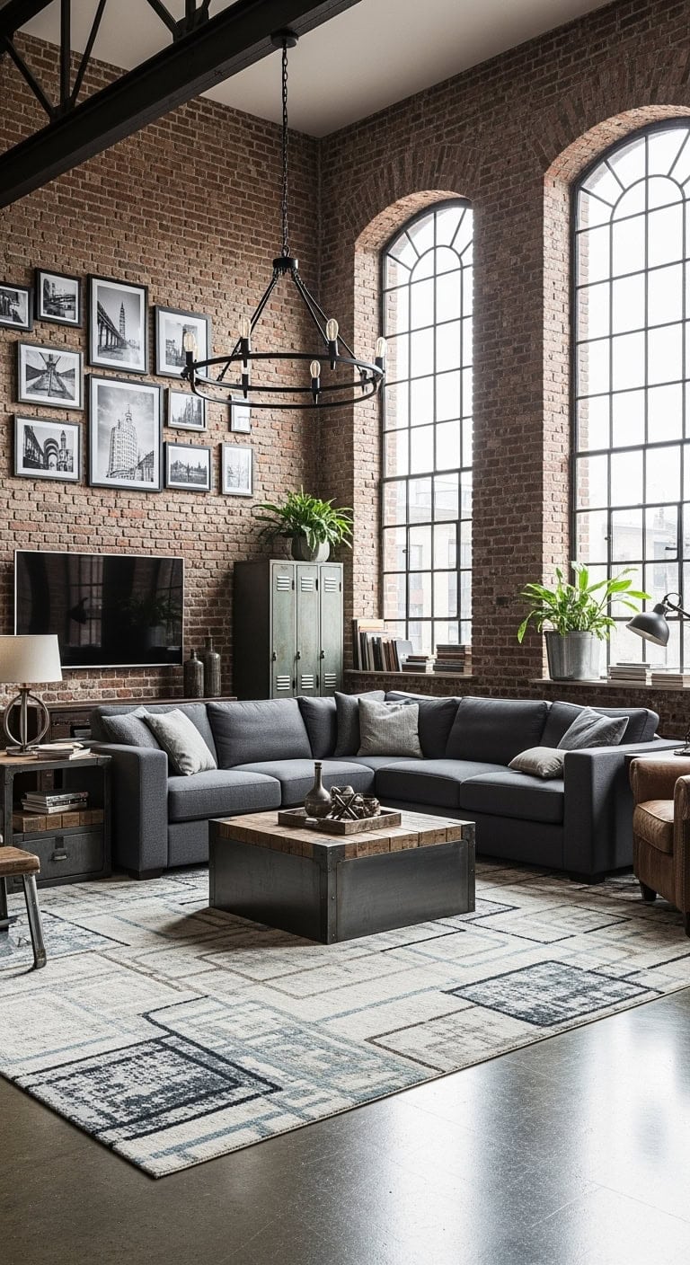 industrial brick with beige seating