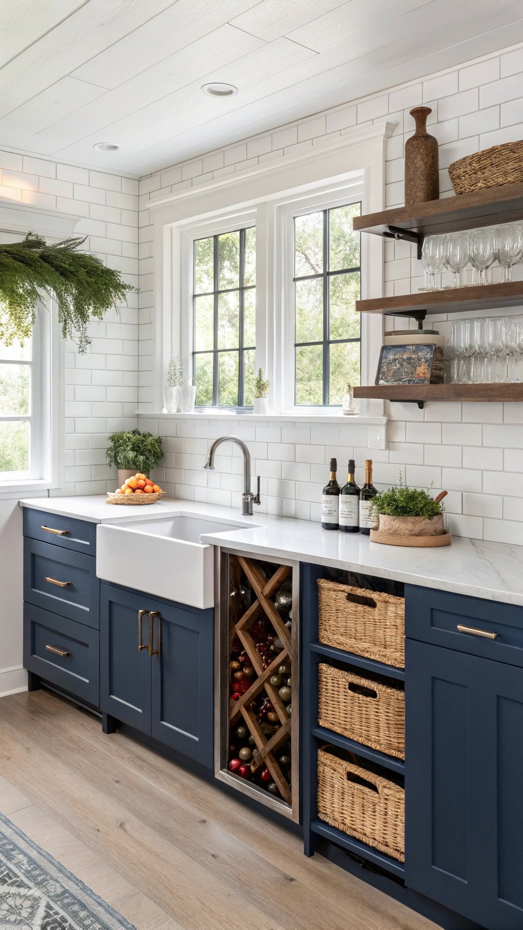 gorgeous blue storage peninsula