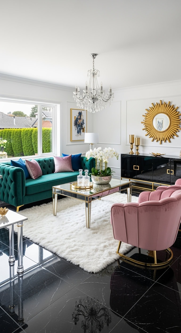 old hollywood velvet glamour lounge